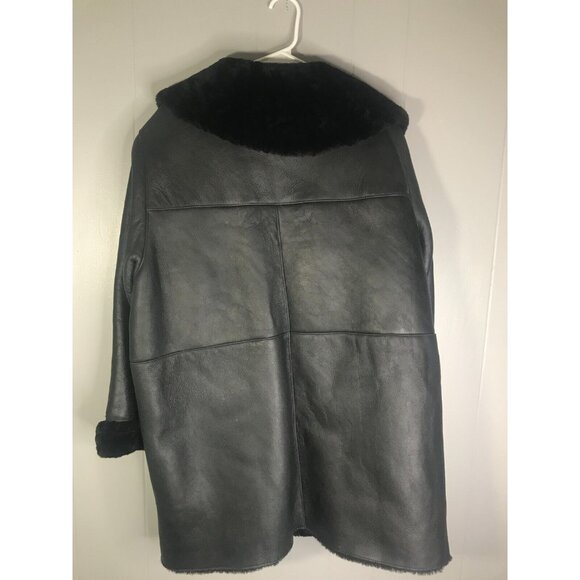 Sickafus Pat Garrett Kelvin Napa Black Shearling Sheepskin Button Coat Jacket 50 - Picture 3 of 9
